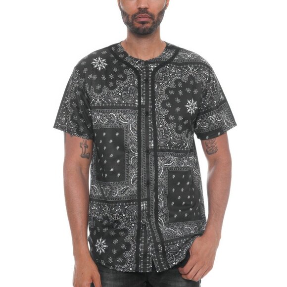 Bandana Print Baseball Jersey - Picture 1 of 6